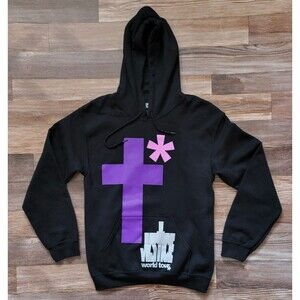 Justin Bieber Justice World Tour Hoodie Sz Small Purple Cross Graphic 2022 RARE